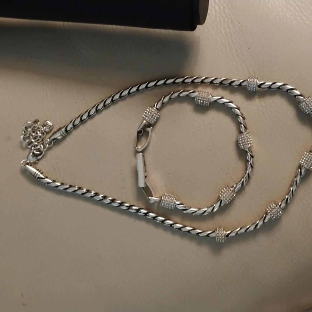 Brighton Silver Twisted Necklace and Bracelet Set